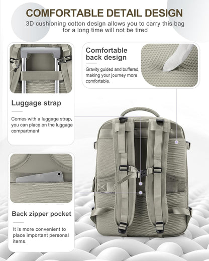 coowoz Large Travel Backpack Carry On for Women Man Waterproof Gym Backpacks with Laptop Compartment Mochila de Viaje Teacher Personal Item Backpack Rucksack Airplane Accessories Must Haves(Brown)