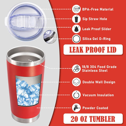 20 oz Tumbler Coffee Tavel Tumblers Bulk with Lid Stainless Steel Double Wall Vacuum Insulated Mug Powder Coated Cups fit Car Cupholder for Hot and Cold - Red, 1Pack