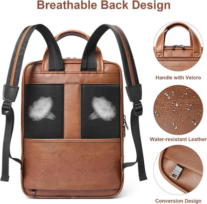 Shrrie 15.6" Laptop Backpack,Business Work Backpack Briefcase,Durable Computer Backpack for Office,Travel,College,Two-toned Brown