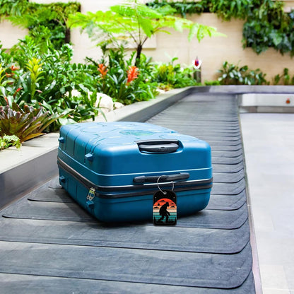 2 Pack PU Luggage Tags for Suitcase, Sasquatch Sunset Suitcase Tag Leather ID Label Bag Tags with Privacy Cover and Metal Loop for Men Women Travel Bag