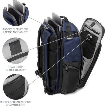 Travelpro Altitude Large Expandable Travel Laptop Backpack 30-36L, 16 Inch Laptop, Water Resistant, Work, Business, Men and Women, Aviator Navy