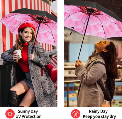 LLanxiry Compact Travel Umbrella, Mini Windproof Umbrellas for Rain & Sun, Small Lightweight Outdoor UV Umbrella, Portable Folding Umbrellas for Travel