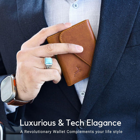 Leather RFID Wallet for Men, Slim Leather Mens Wallet, Handcraft Men's Wallets, Card Cases & Money Organizers, Magnetic Closure Sleek RFID Blocking Thin Mens Wallets with 9-12 Card Slots & Gift Box