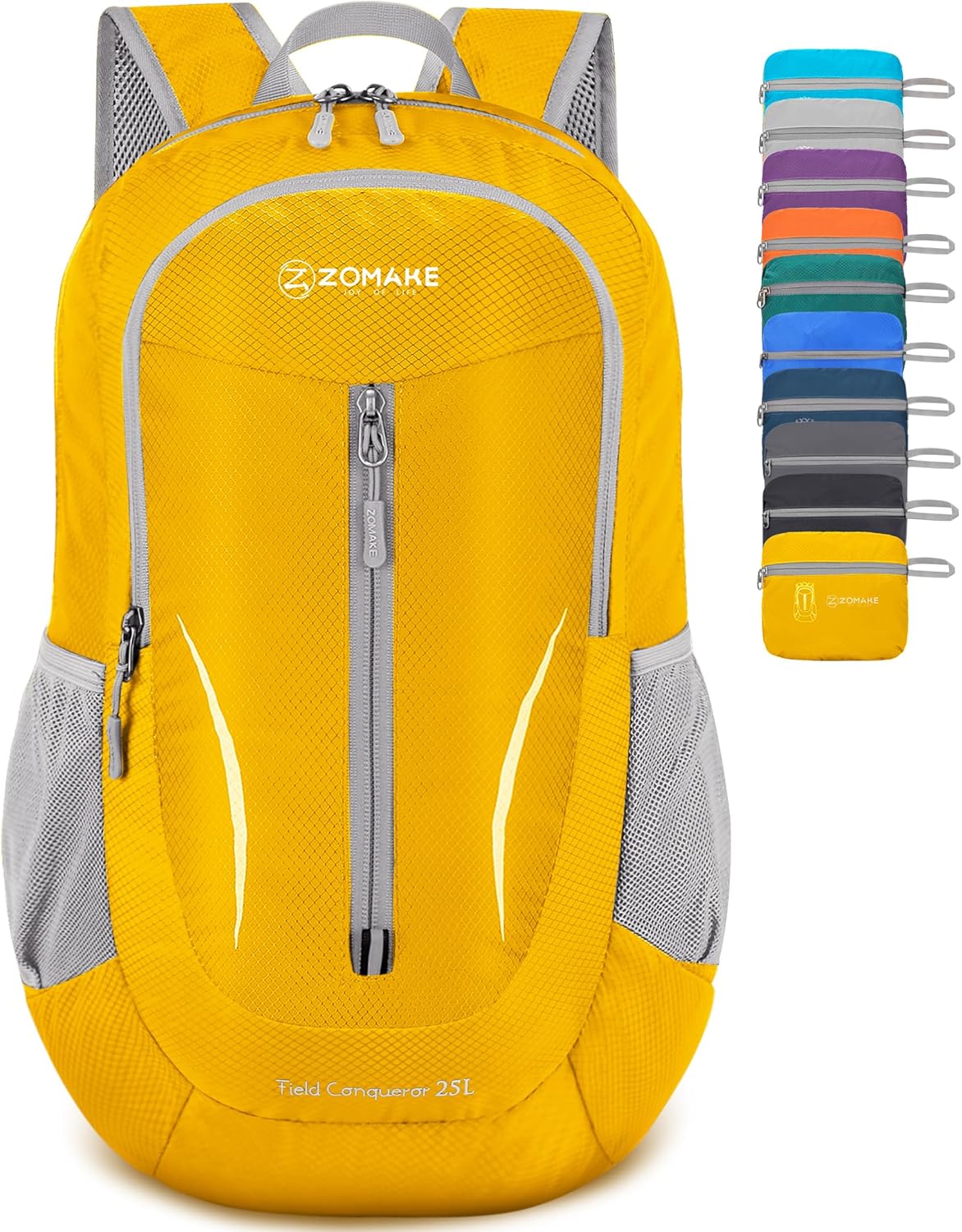 ZOMAKE Ultra Lightweight Packable Backpack 25L, Foldable Hiking Backpacks Water Resistant Small Folding Daypack for Trave(Lemon yellow)