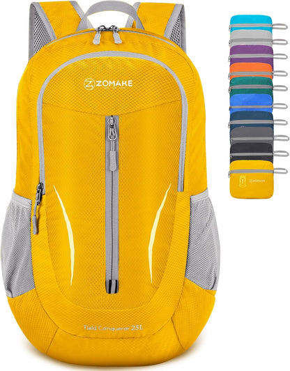 ZOMAKE Ultra Lightweight Packable Backpack 25L, Foldable Hiking Backpacks Water Resistant Small Folding Daypack for Trave(Lemon yellow)