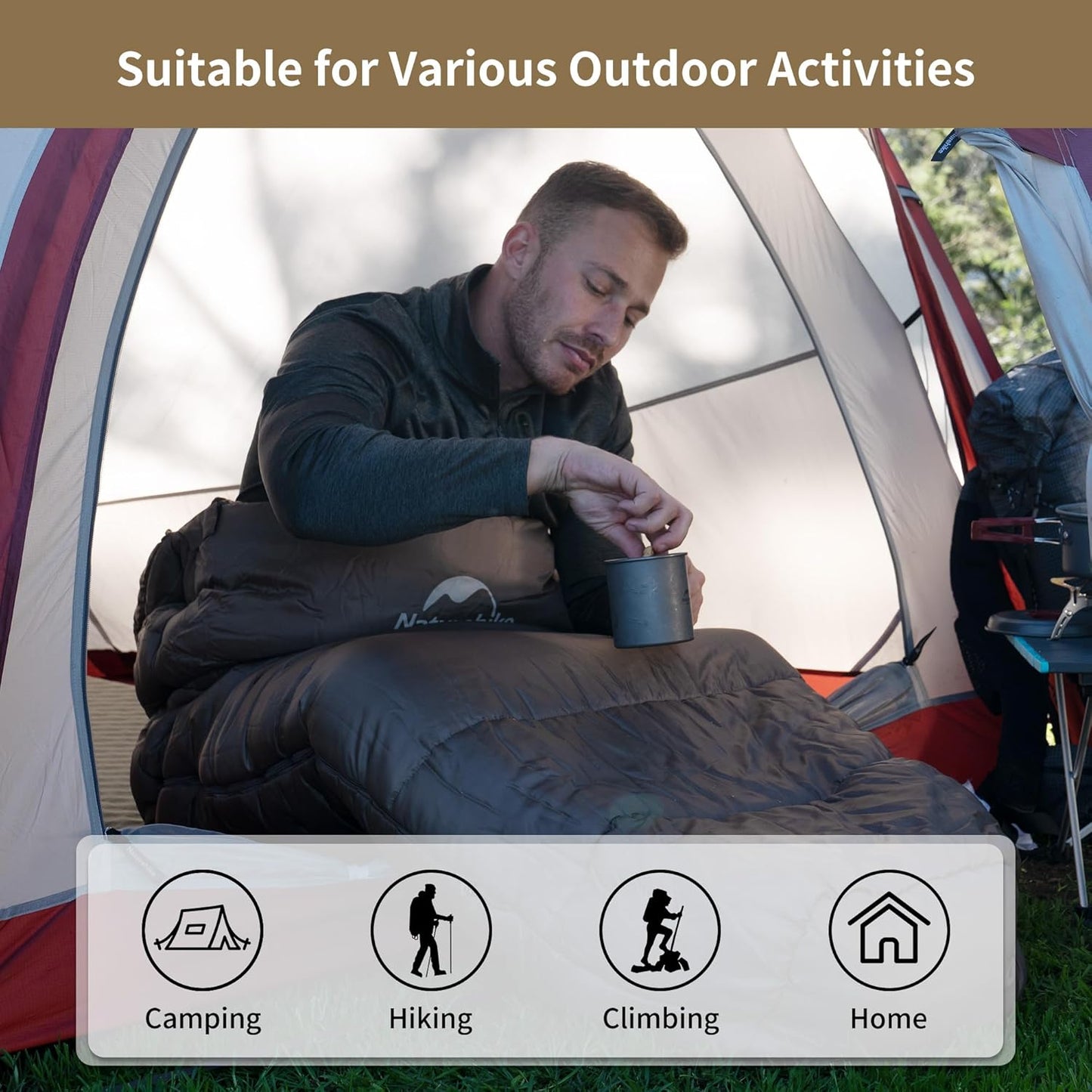 Naturehike Sleeping Bags for Adults, 23/39℉ Mummy Backpacking Sleeping Bag, 0 Degree Lightweight Sleeping Bag Warm for Camping, Hiking