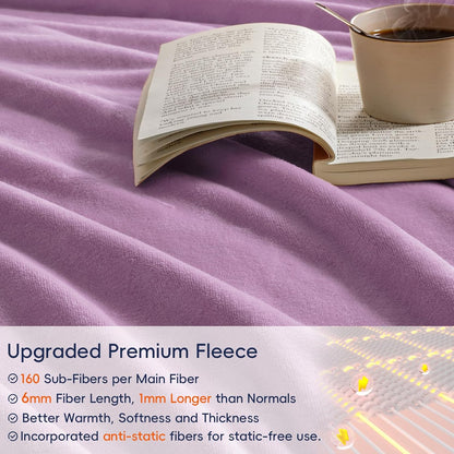PHF Ultra Soft Fleece Blanket King Size, No Shed No Pilling Luxury Plush Cozy 300GSM Lightweight Blanket for Bed, Couch, Chair, Sofa Suitable for All Season, 108" x 90", Valerian