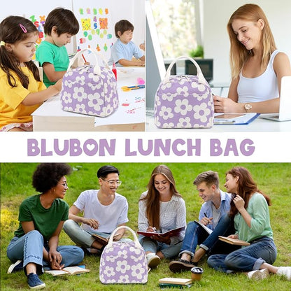 Bluboon Lunch Bag for Women Men Cute Corduroy Lunch Tote Bags Reusable - Image 9