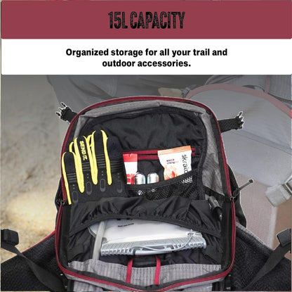 Send It Defender 15 Hydration Backpack - MTB, Moto Bag with Spine Protector for Men and Women. 15L Capacity Mountain Bike Hydration Pack - Mountain Bike Protective Gear – Adjustable Fit for Everyone