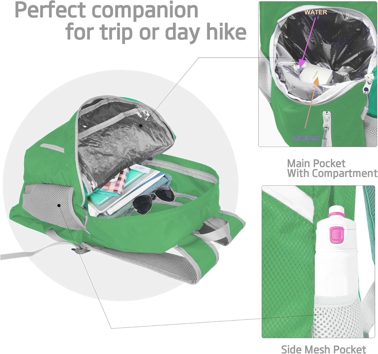 35L Foldable Waterproof Backpack For Outdoor Sports Travel Inside Wet Clothes Compartment Packable For Multiple