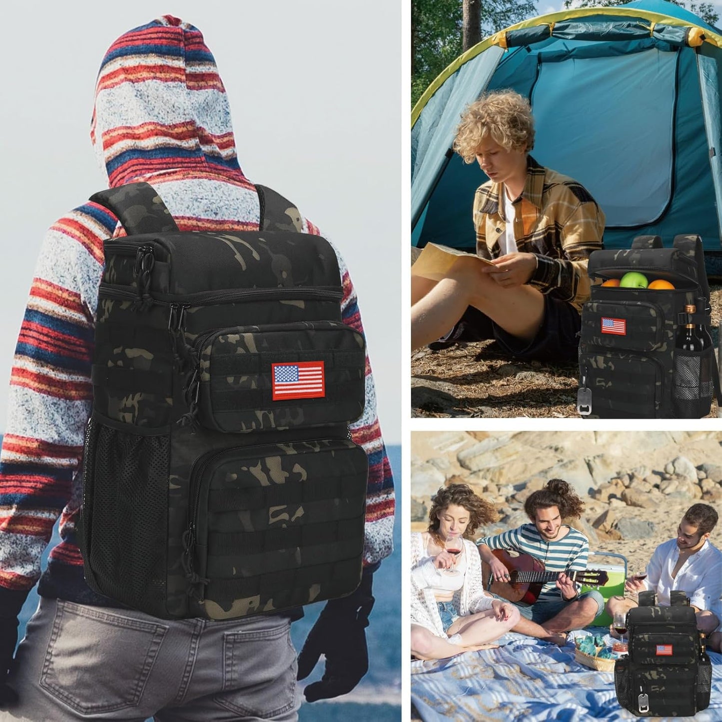 Tactical Backpack Cooler,Soft Lightweight Leakproof Cooler Backpack,Insulated Cooler Bag,Portable Soft Cooler Bag Waterproof for Beach, Travel, Camping, Picnic, Hiking