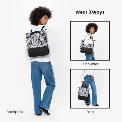 Sherpani Tempest, Anti Theft Convertible Backpack Tote, 14L Travel Backpack, Travel Gifts for Women, Handbags, RFID Protection, Metal Hardware, Fits 15” Laptop (No Sleeve) (Sakura)