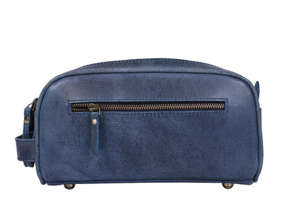 10" Premium Leather Toiletry Travel Pouch With Waterproof Lining | King-Size Handcrafted Vintage Dopp Kit By Aaron Leather Goods (Chestnut)