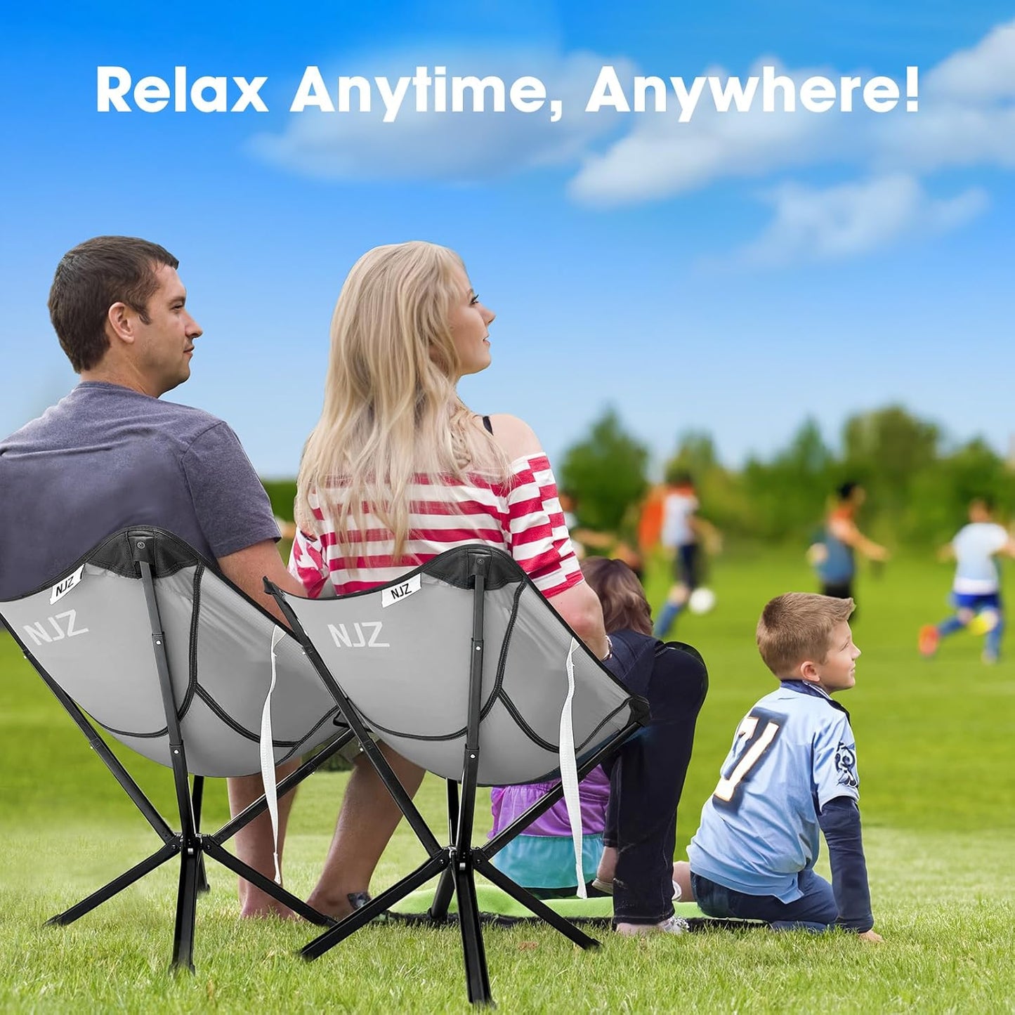 Lightweight Camping Chairs - Set up in 15s, Collapses to 13 Inches -Portable Chair with Carry Bag, Compact Folding Chair for Travel, Picnics, Lawn, Beach, Support 200 LBS - Sliver