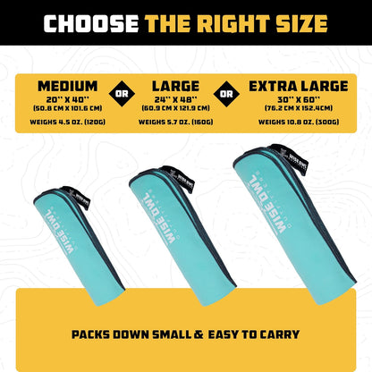 Wise Owl Outfitters Microfiber Camping Towel - Quick Dry Towel for Travel, Backpacking, Hiking, Beach, Gym & Yoga - Compact, Fast Drying & Lightweight