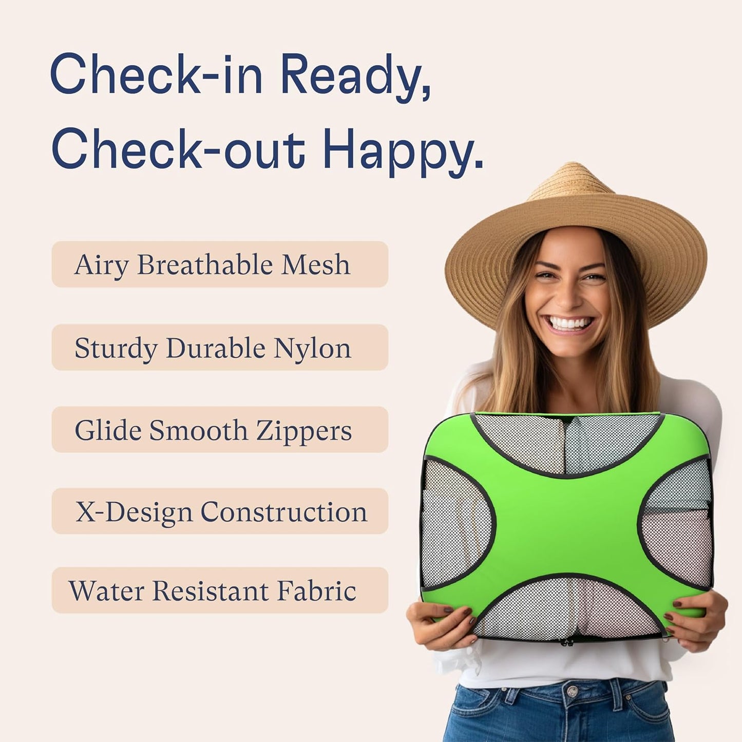 Shacke Premium 5 Packing Cubes Set - Lightweight Mesh Travel Luggage Organizers with Laundry Bag, 5-Piece Suitcase Storage System (Green Grass)