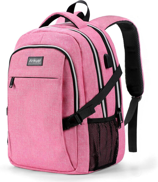 ANKUER Backpacks for Women, Backpack Fits Up 15.6 in Laptop Backpack for Travel, Backpacks with USB Charging Port, Work Business Backpack for School (Pink)