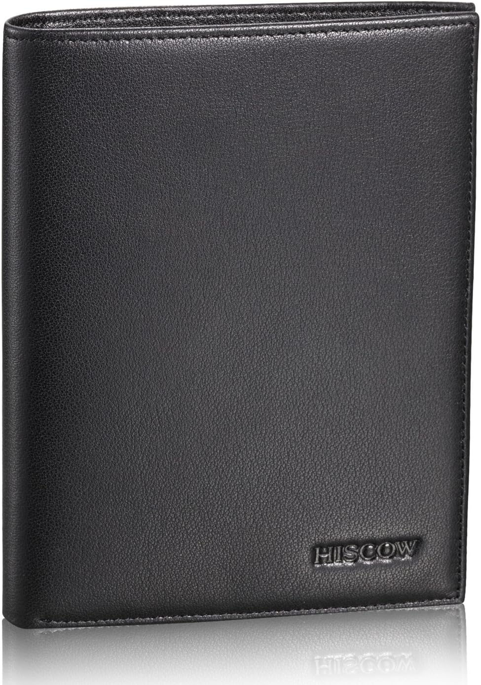 HISCOW Italian Leather Passport Holder for Travel - RFID Blocking Wallet Cover with Secure Organizer for Men & Women, US & Foreign Trips, Black