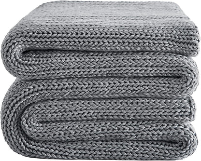L'AGRATY Knitted Weighted Blanket - 60"x80" 20lbs Cooling Chunky Knit Heavy Blanket for Adults Braided Crochet Throw Thick Cable Yarn Knit Decorative No Beads Evenly Weighted Machine Washable