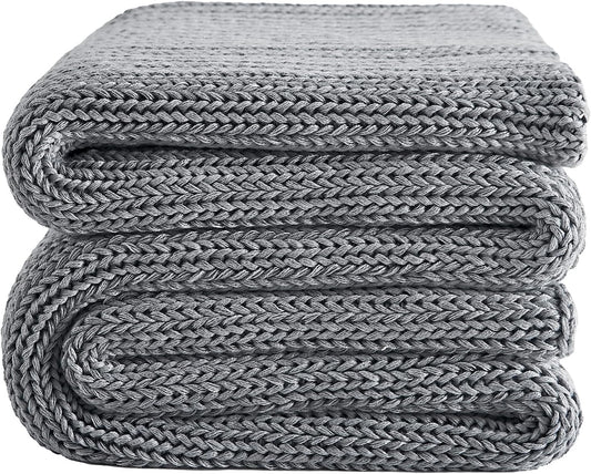 L'AGRATY Knitted Weighted Blanket - 48"x72" 12lbs Cooling Chunky Knit Heavy Blanket for Adults Braided Crochet Throw Thick Cable Yarn Knit Decorative No Beads Evenly Weighted Machine Washable