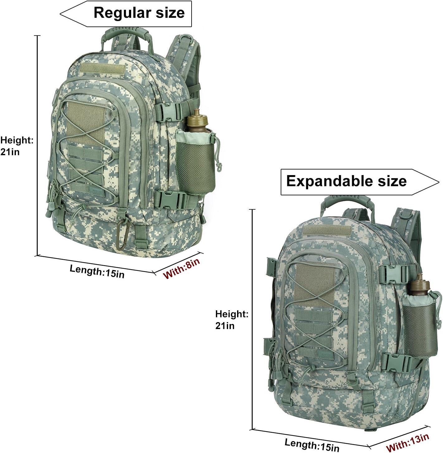 Large Tactical Backpack for Men Military Backpack with DIY System for Travel, Work,Camping,Hunting,Hiking,Sports (Camo A)