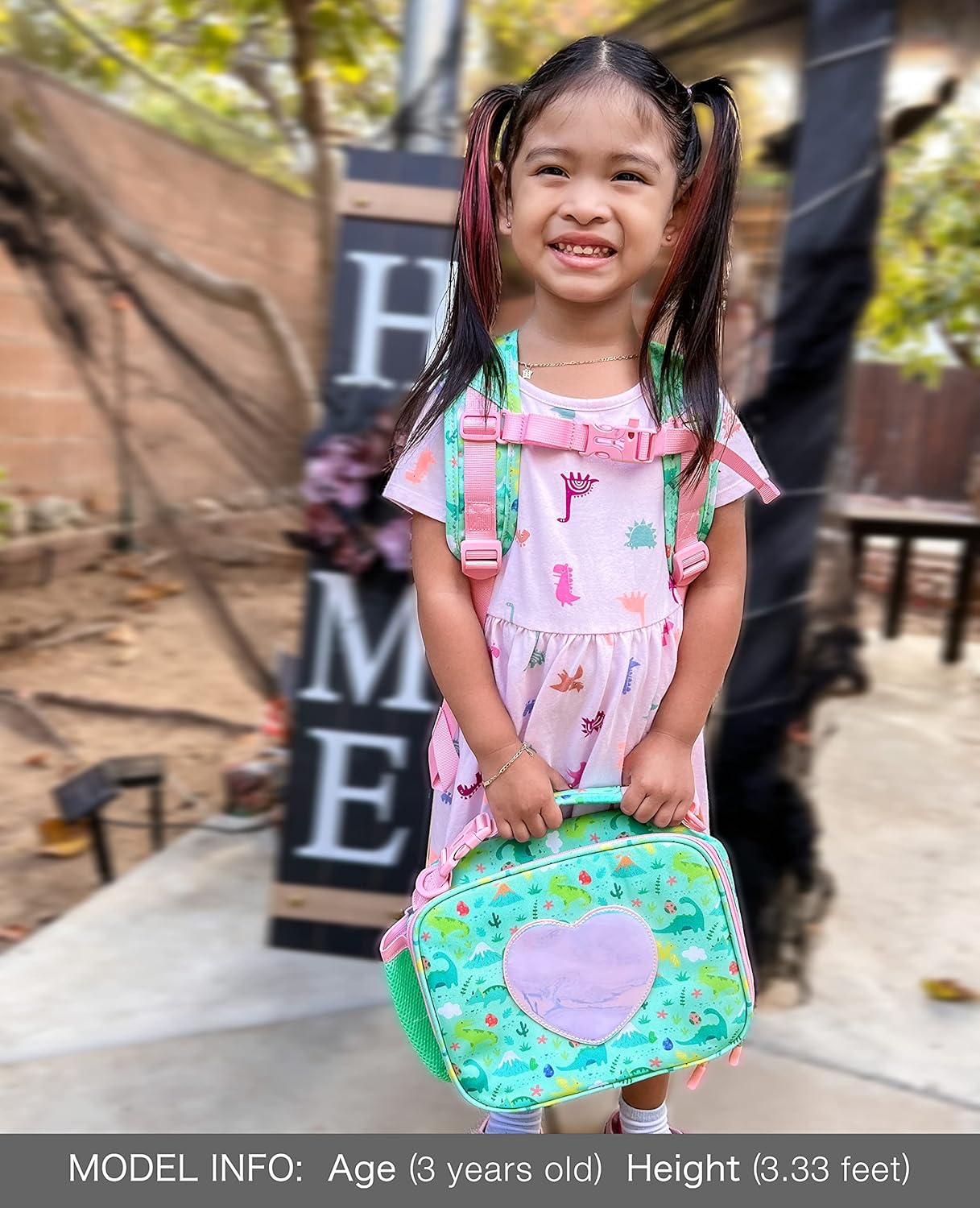 mibasies Girls Backpack 5-8: Lightweight Kids Backpacks for Girls - Girl Bookbag for Elementary School - Dinosaur Forest Light Green