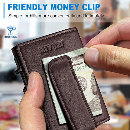 Men Wallet, with Money Clip Coins Pocket ID Window, Slim Front Pocket RFID - Image 6