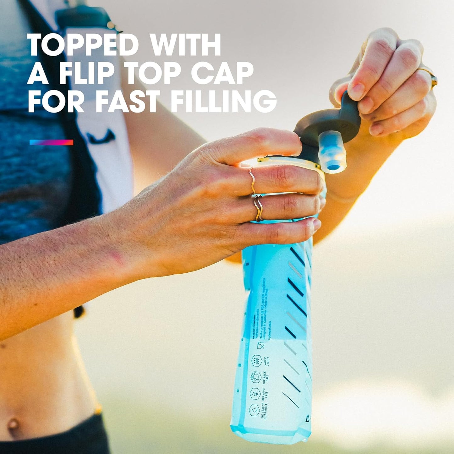 HydraPak UltraFlask Speed (500ml or 600ml) - Collapsible Soft Flask Water Bottle for Hydration Vests and Running Packs with Easy Open Cap