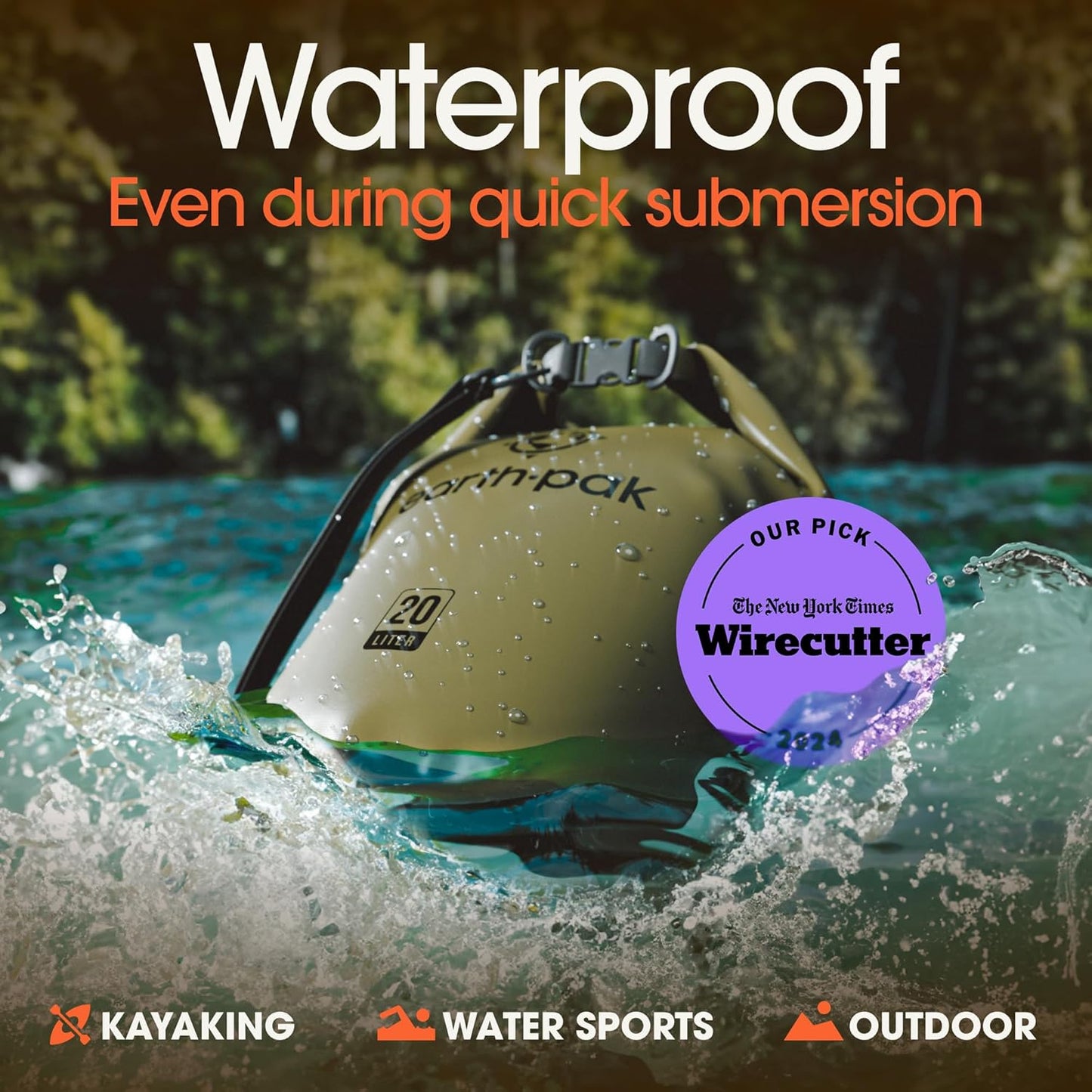 Earth Pak Waterproof Dry Bag - Roll Top Waterproof Backpack Sack Keeps Gear Dry for Kayak with Waterproof Phone Case