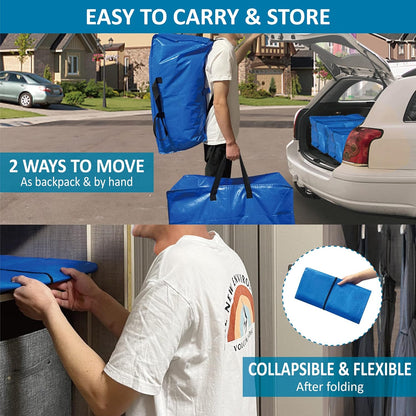 16 Pack Heavy Duty Extra Large Moving Bags with Backpack Straps & Large Vacuum Storage Bags Moving Supply Combo, Moving Totes with Handles & Zippers for Space Saving, Fold Flat, Includes Vacuum Bags