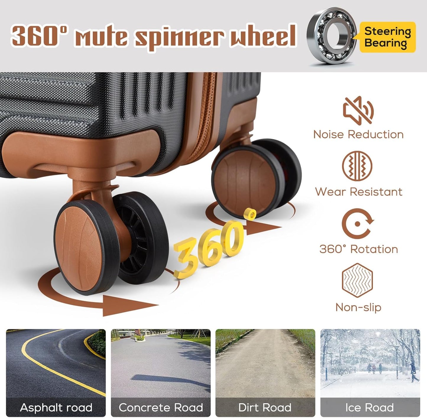 imiomo Luggage Sets 3 Piece,Expandable Hardside Suitcase Set with Spinner Wheels,Lightweight Travel Luggage set with TSA Lock（20/24/28,Black）