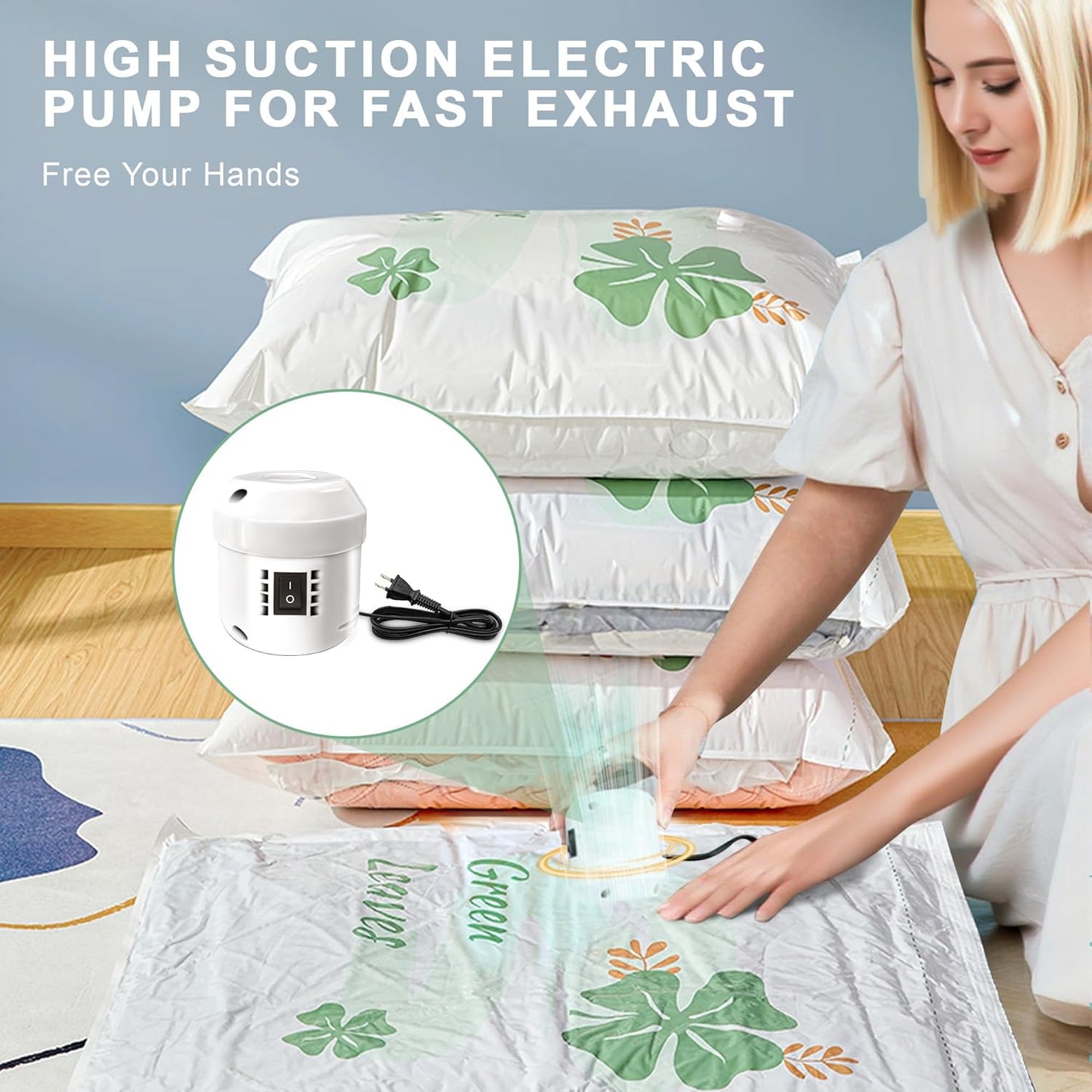 20 Pack Vacuum Storage Bags for Clothing Travel with Electric Pump, 4 Sizes Jumbo/Large/Medium/Small Space Saver Bags Vacuum Sealed for Luggage Blankets, Vacuum Seal Bags for Bedding Comforters