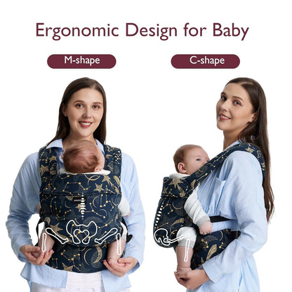 Momcozy Baby Carrier - Ergonomic, Cozy and Lightweight Carrier for 3-24 Months, Effortless to Put On, Ideal for Hands-Free Parenting, Enhanced Lumbar Support, Starry Night