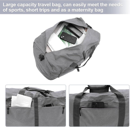 Duffle Bag for Travel, Women's Travel Duffel Bag, with Fixed Luggage Strap, Travel Duffle Bags, Shoe Compartment and Wet Pocket Design, Gray
