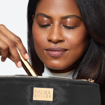 LAURA GELLER NEW YORK Quilted Makeup Bag, Black - Toiletry Bag Organizer for Travel - Large Capacity Full Size Makeup Bag - Easy to Clean