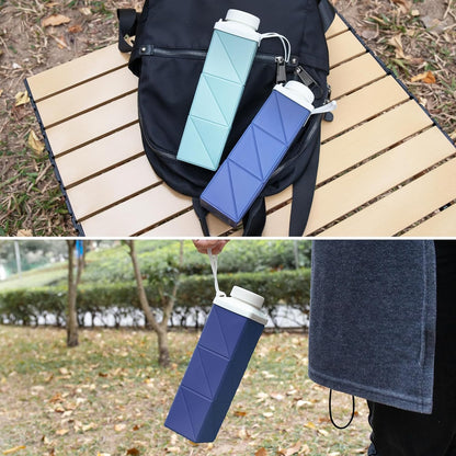 24oz Collapsible Water Bottles,Foodgrade BPA Free Reusable Foldable Water Bottle Lightweight LeakProof for Travel Hiking Camping Cycling Gym Sports,Collapses Folding Water Bottle,Dark Blue