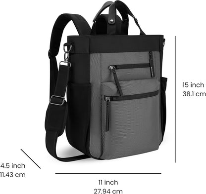 Sherpani Soleil, Anti Theft Convertible Backpack, 3 in 1 Tote Bag, Cross Body Purse, 18L Travel Backpack, Travel Gifts for Women, RFID Protection, Metal Hardware Fits 13” Laptop (Granite)