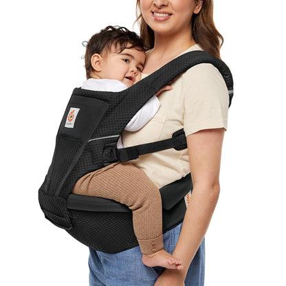 Ergobaby Alta 2-in1 Hip Seat and Carrier - All-Position Breathable Mesh Baby Carrier for 4 Months to 48 Months (12lbs - 45lbs) - SoftFlex™ Mesh - Onyx Black