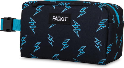 PackIt Freezable Snack Box, Striped Bolts, Built with ECOFREEZE Technology, Collapsible, Reusable, Zip Closure with Buckle Handle, Great for All Ages and Fresh Snacks on the go