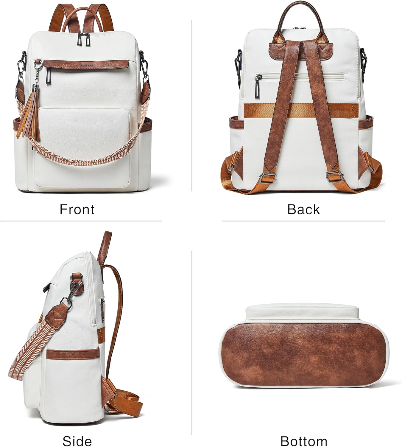 Shrrie Vegan Leather Laptop Backpack for Women 15.6 inch Work Backpack Fashion Travel Backpack Purse for Travel College Work