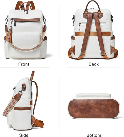 Shrrie Vegan Leather Laptop Backpack for Women 15.6 inch Work Backpack Fashion Travel Backpack Purse for Travel College Work