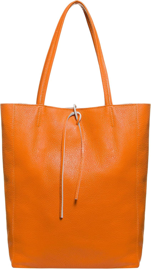 Italian Calf Leather Tote for Women with Zipper, Inner Pocket & Flat Base | Soft Unlined Shopper for Work & Travel