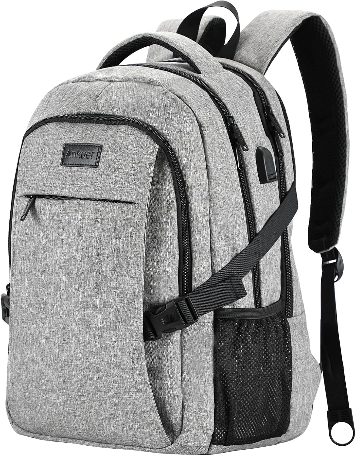 ANKUER Backpacks for Men Women, Backpack Fits Up 15.6 in Laptop Backpack for Travel, Backpacks with USB Charging Port, Work Business Backpack for Women (Grey)