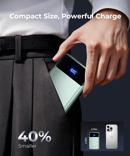 Portable Charger Power Bank - 30000mAh 65W Laptop Travel Essentials Battery Pack USB C Built in Cable Phone Fast Charging Compatible with iPhone 16 15 14 13 iPad MacBook Samsung Google (Green)