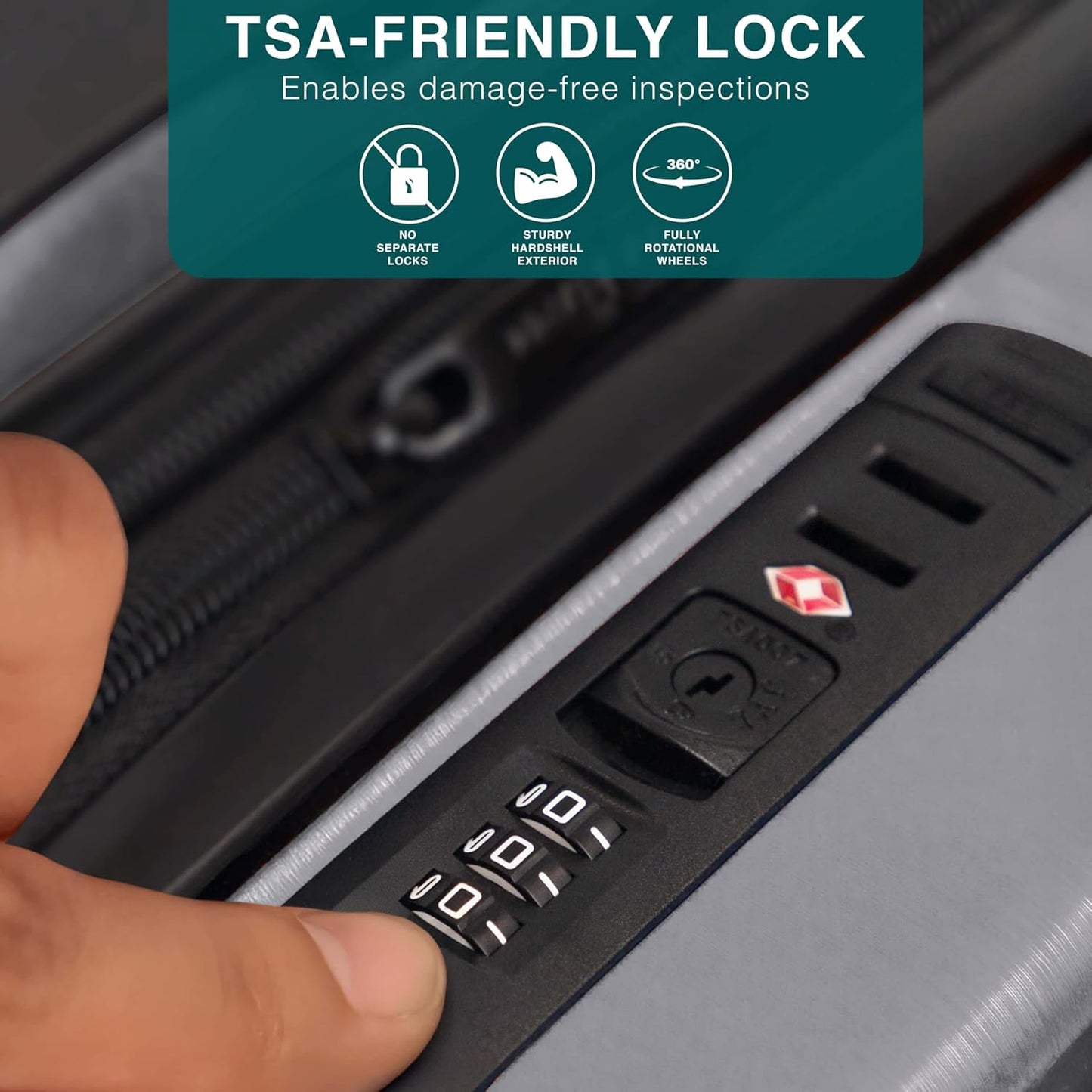 24 Inch Luggage with Spinner Wheels, Hard Shell Suitcase with TSA Locks for Luggage, Travel Large Suitcase, Expandable Hard Shell Suitcases, Grey