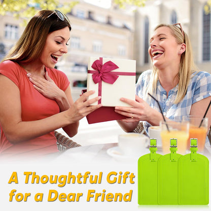 3 Pack Luggage Tags for Suitcases, TSA Approved Bag Tags, Baggage Tags with Privacy Protection, Travel Essentials Luggage Accessories, Neon Green