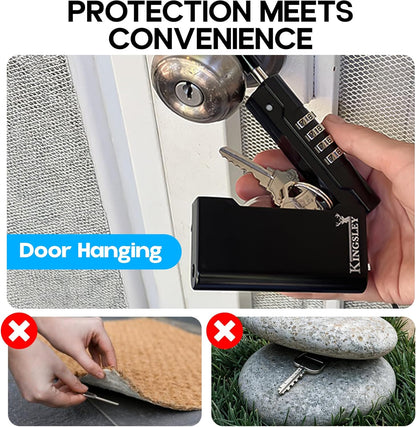 Kingsley Guard-a-Key Black Realtor's Lockbox Portable Resettable Hanging Key Safe Combination Lock Box for House Keys, Realtors, Vacation Rentals, Black