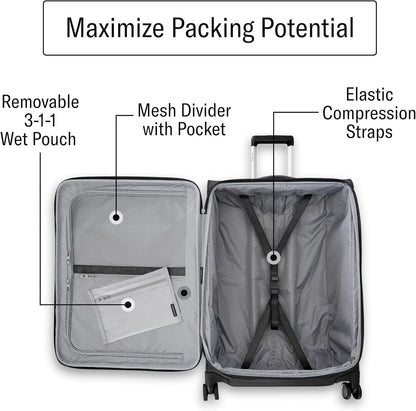 Samsonite UpLIFT Lightweight Medium Checked Softside Luggage with Spinner Wheels - Expandable - Airline-Approved, Polyester Soft Suitcase for Ultra Light Travel - Black