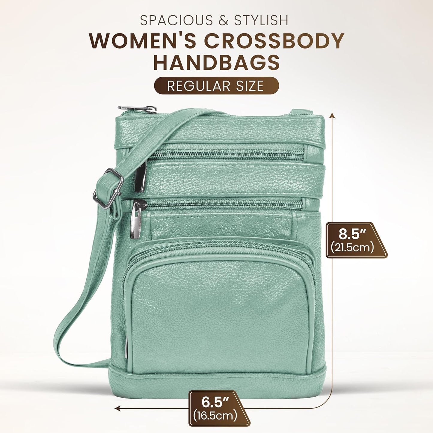 Krediz leather Crossbody Purses for Women, Multi Pocket Crossbody Purse with Adjustable Strap, Soft & Durable Leather Purse