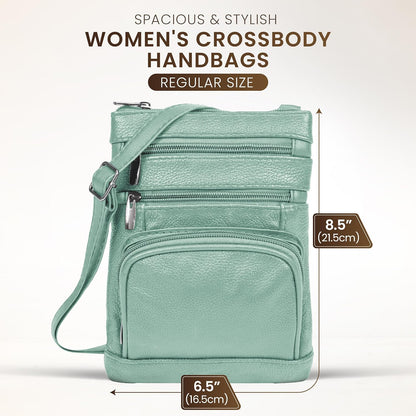 Krediz leather Crossbody Purses for Women, Multi Pocket Crossbody Purse with Adjustable Strap, Soft & Durable Leather Purse